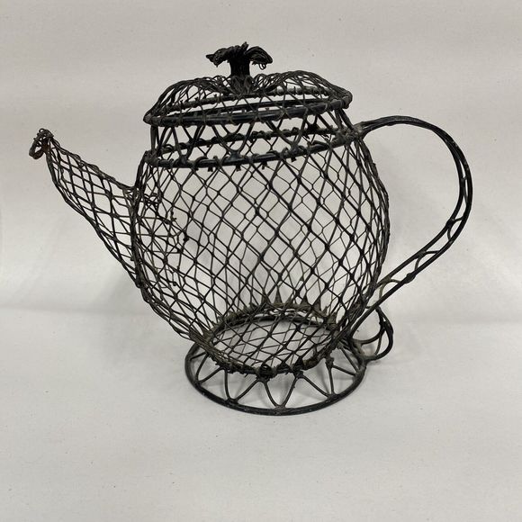Vtg Chicken Wire Teapot Form Farmhouse Country Rustic Primitive Decor - AS IS - Picture 3 of 11